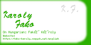 karoly fako business card